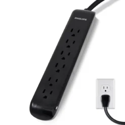 Philips 6-Outlet 4ft. Surge Protector, Black