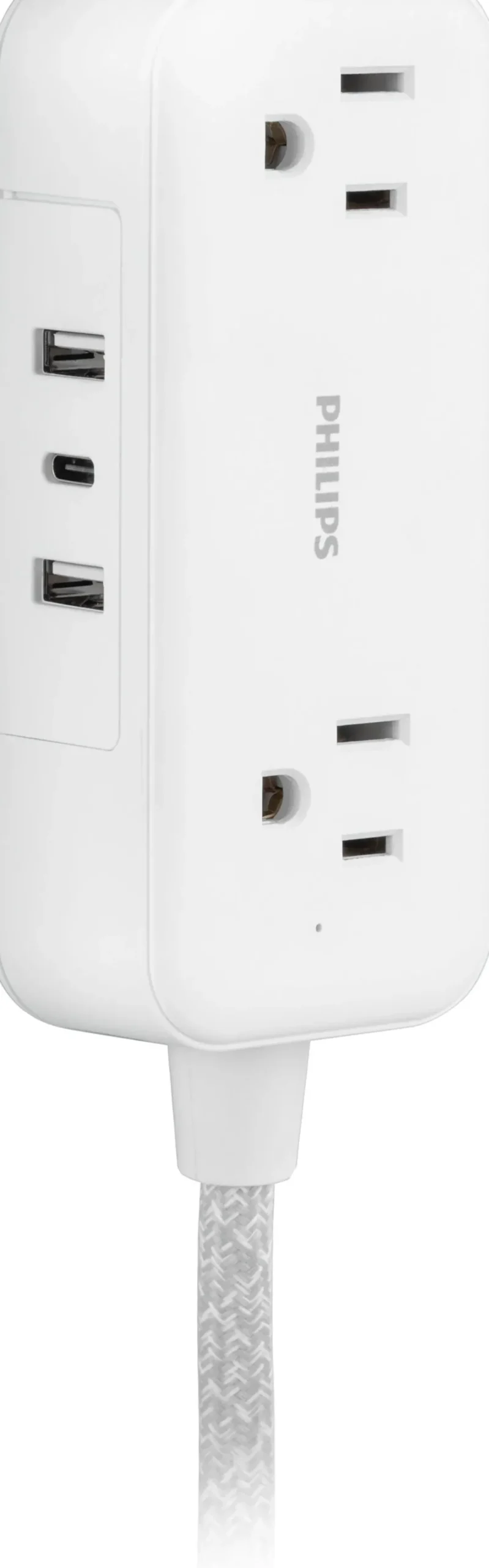 Philips 2-Outlet, 6 ft. USB-Charging Extension Cord, White/Gray