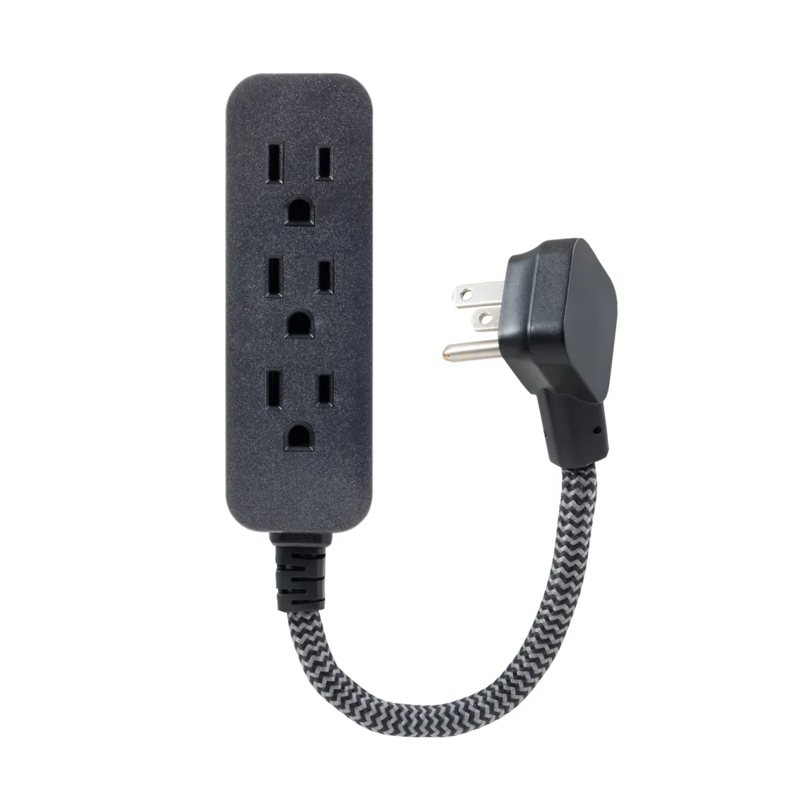 Philips 3-Outlet Grounded Mini Extension Cord, Flat Plug, Black