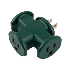 Philips 3-Outlet Heavy Duty T-Shaped Adapter, Green