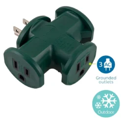 Philips 3-Outlet Heavy Duty T-Shaped Adapter, Green