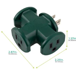 Philips 3-Outlet Heavy Duty T-Shaped Adapter, Green
