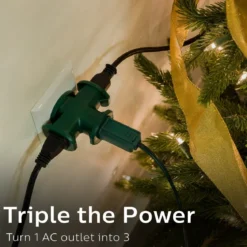 Philips 3-Outlet Heavy Duty T-Shaped Adapter, Green