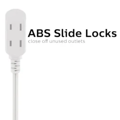Philips 3-Outlet Polarized Extension Cord, 15ft., White