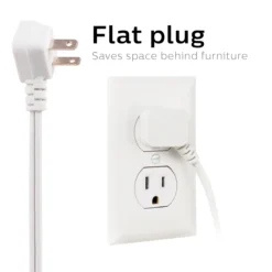 Philips 3-Outlet Polarized Extension Cord, 15ft., White