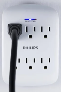 Philips 6-Outlet Surge Protector Wall Tap, White, 4pk