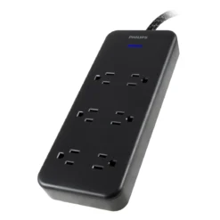 Philips 6-Outlet Surge Protector, 8 Ft, Black