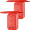 Philips 6-Outlet Tap with Device Shelf, 450J, 2USB (2.4A), Coral, 2pk