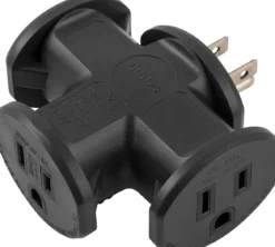 Philips 3-Outlet T-Shaped Adapter, Black