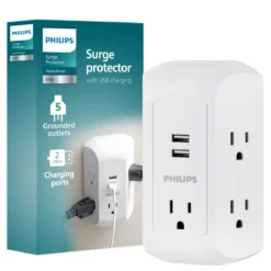 Philips 5-Outlet USB-A Charging Surge Protector