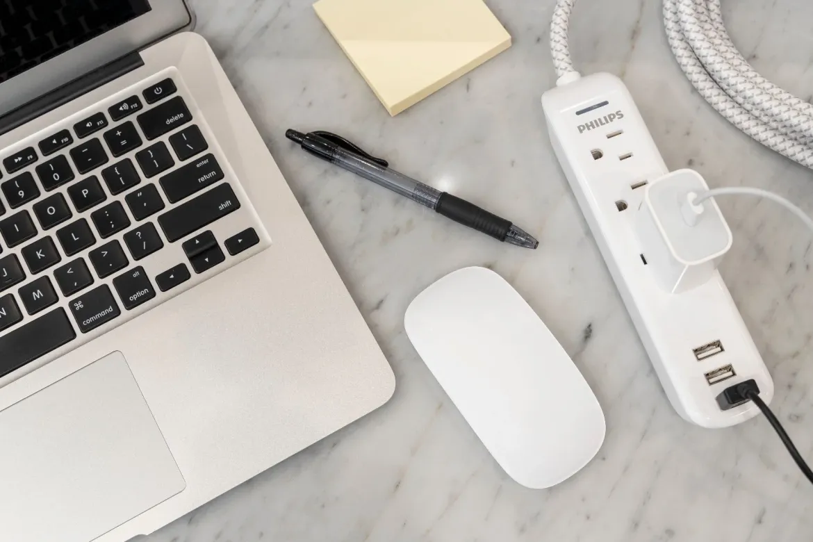 Philips 3-Outlet 3-USB 6ft. Surge Protector with Braided Cord, White