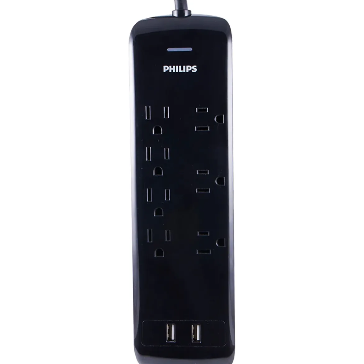 Philips 7-Outlet 2-USB 4ft. Surge Protector, Black