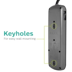 Philips 7-Outlet 2-USB 4ft. Surge Protector, Black