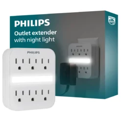 Philips 6-Outlet Wall Tap with Night Light