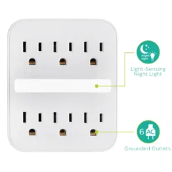 Philips 6-Outlet Wall Tap with Night Light