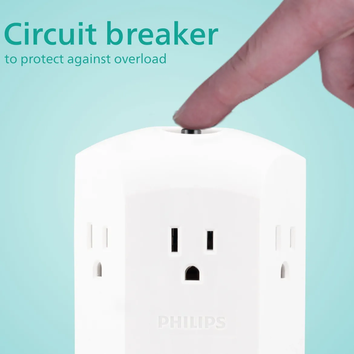 Philips 6-Outlet Wall Tap with Resettable Circuit Breaker, White