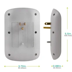 Philips 6-Outlet Wall Tap with Surge Protection, 2 Pack, Gray