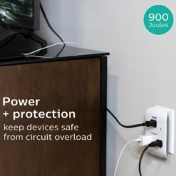 Philips 6-Outlet Wall Tap with Surge Protection, White