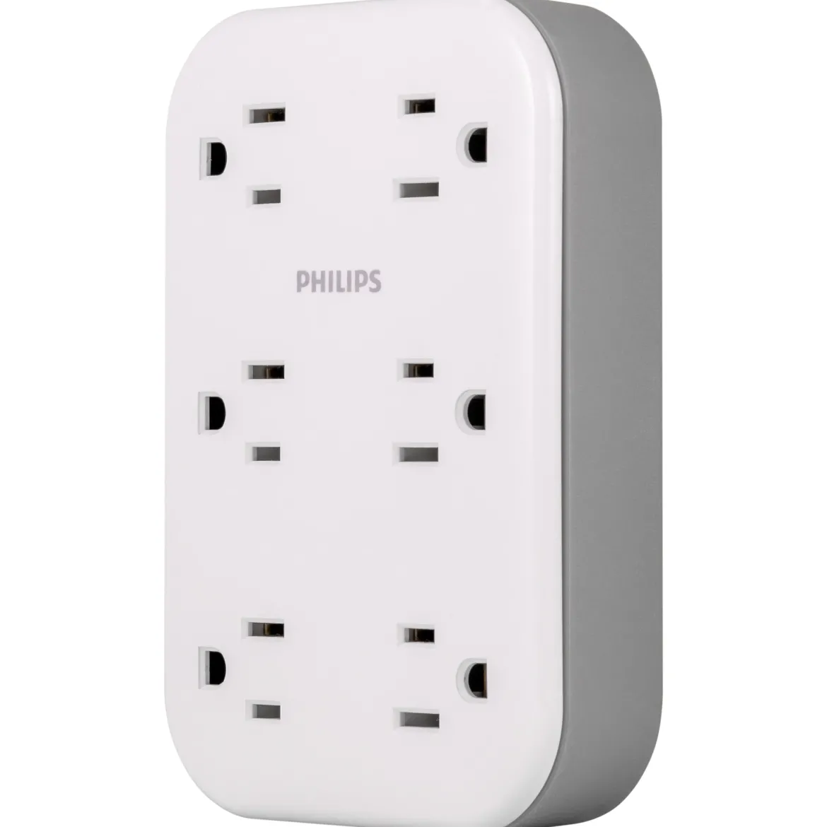 Philips 6-Outlet Wall Tap with Surge Protection and Adapter Spaced Outlets, White
