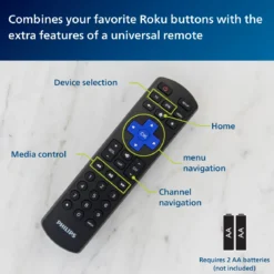 Philips Roku Replacement 2-Device Universal Remote, Black