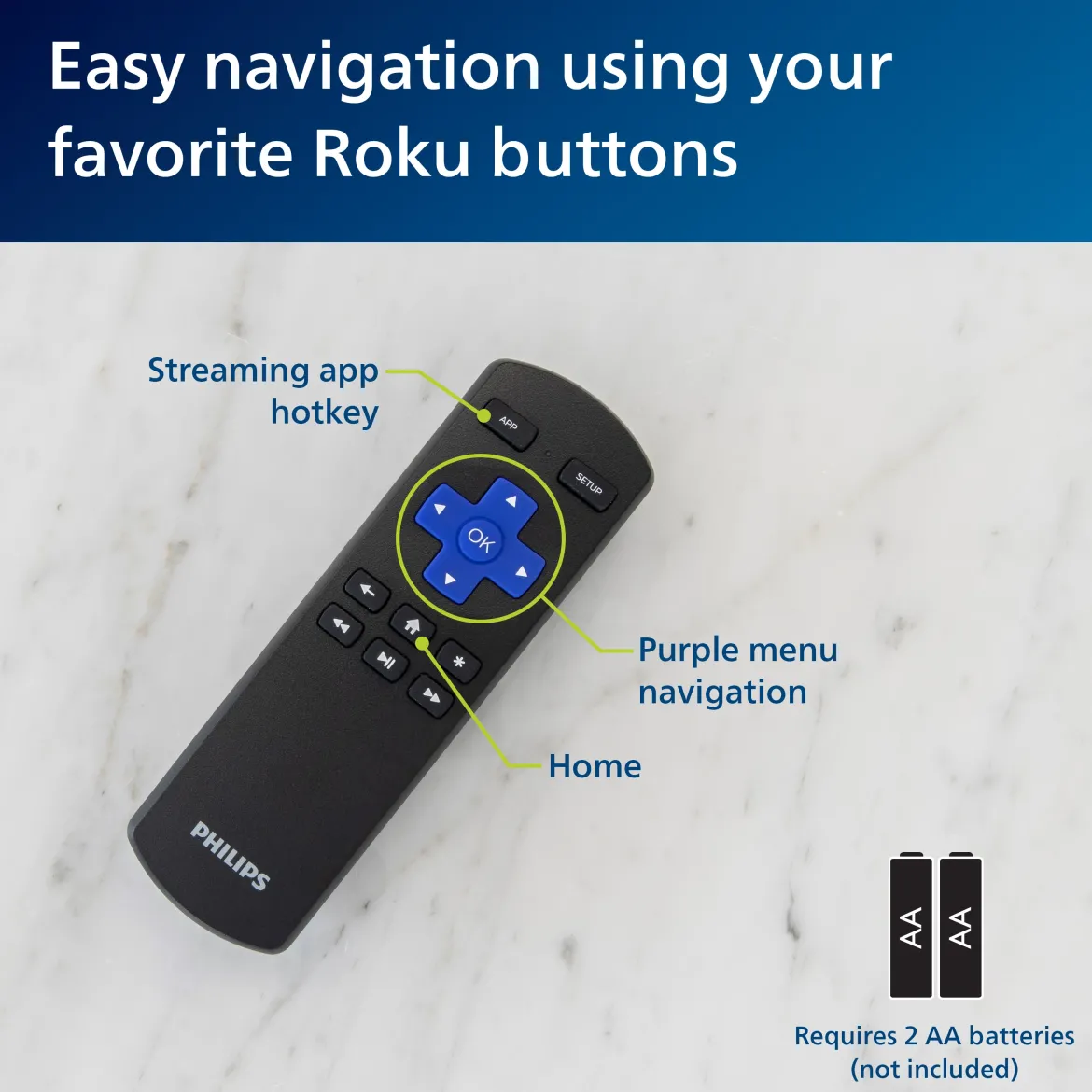 Philips Roku Replacement Remote, Black