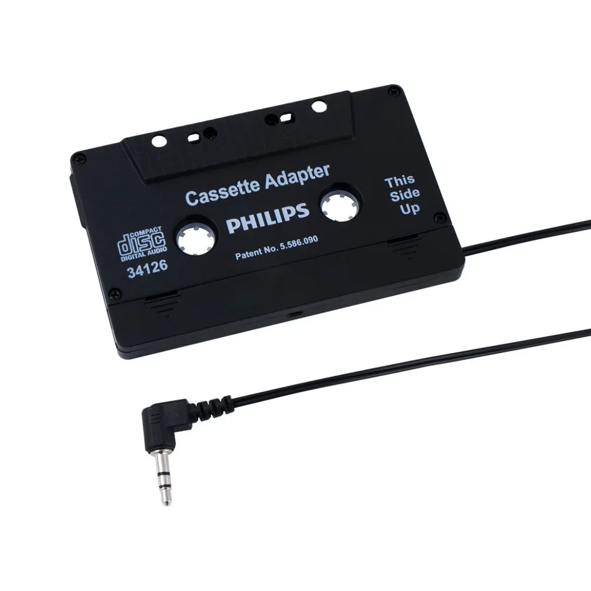 Philips Universal Cassette Adapter with 3.5mm Audio Jack, Black