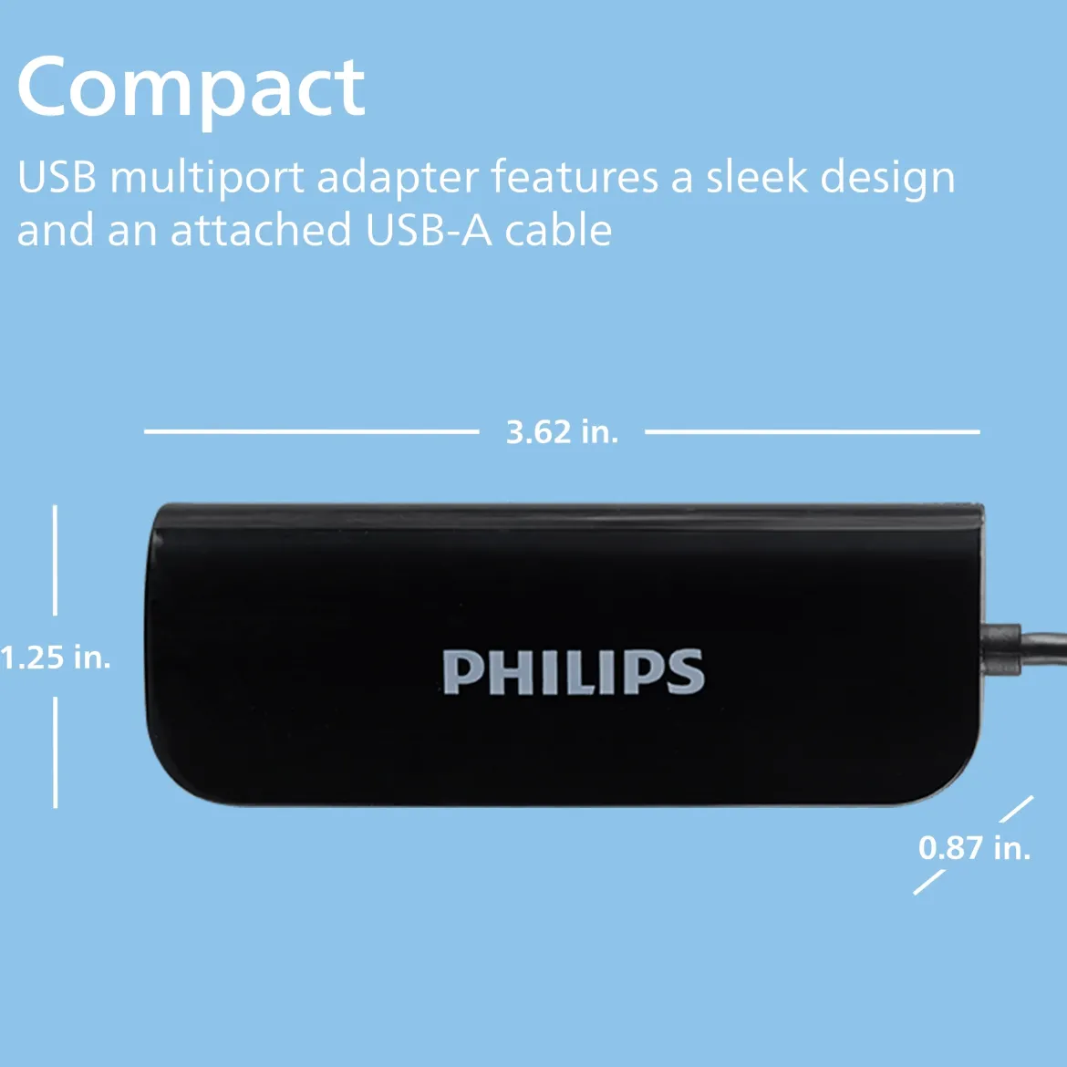 Philips USB-A 4-Port Travel Hub, Black