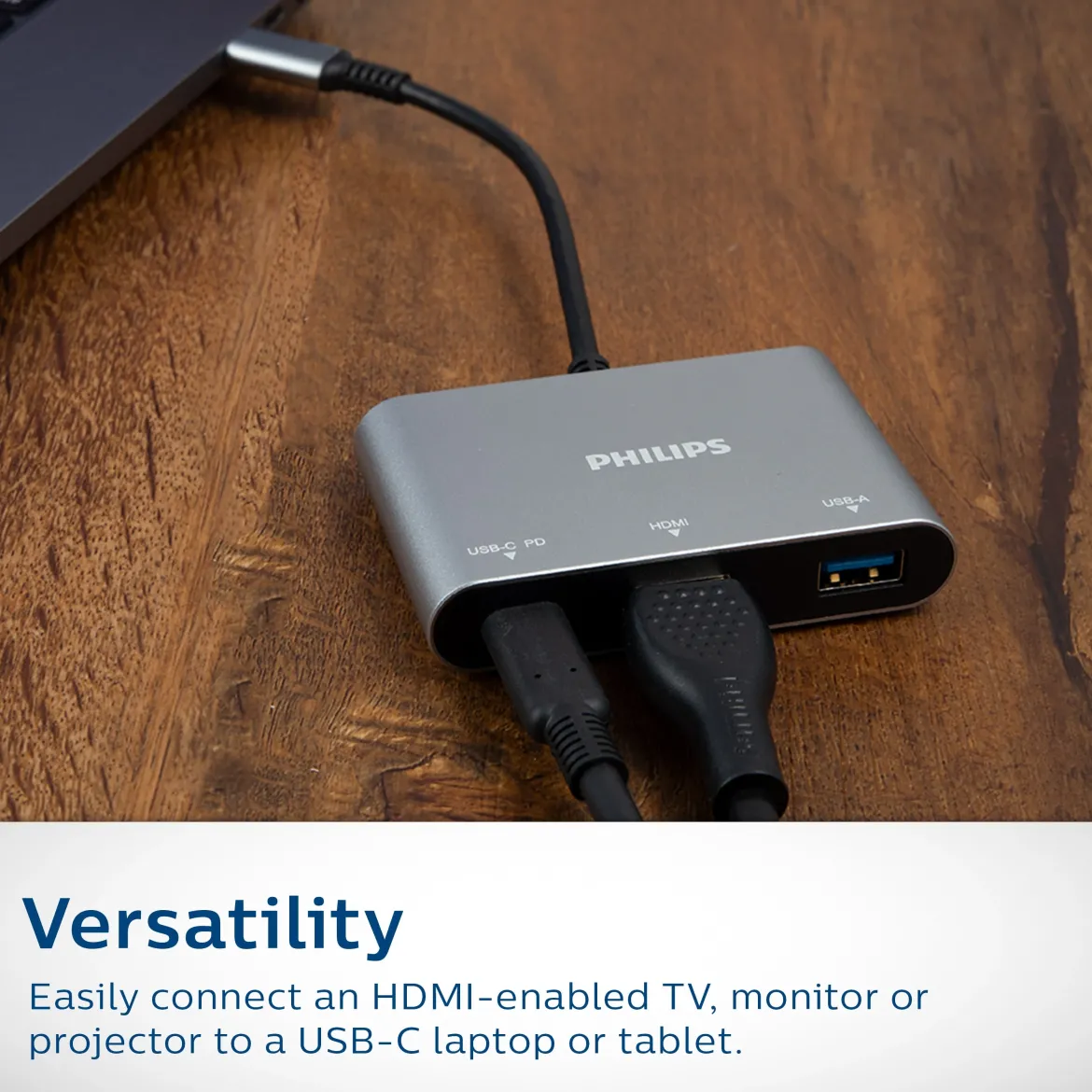 Philips USB-C 3-in-1 Multiport Hub With Power Pass-Through, Silver