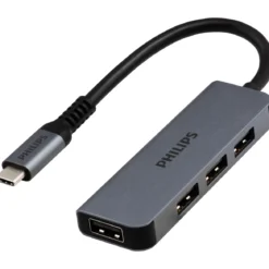 Philips USB-C to USB-A 4-Port Hub, silver, 12pk