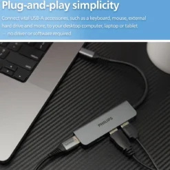 Philips USB-C to USB-A 4-Port Hub, silver, 12pk