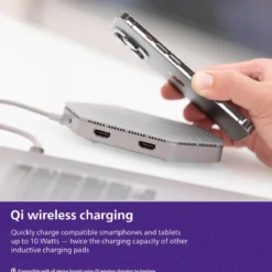 Philips USB-C Travel Docking Station with Qi Wireless Charging, Gray