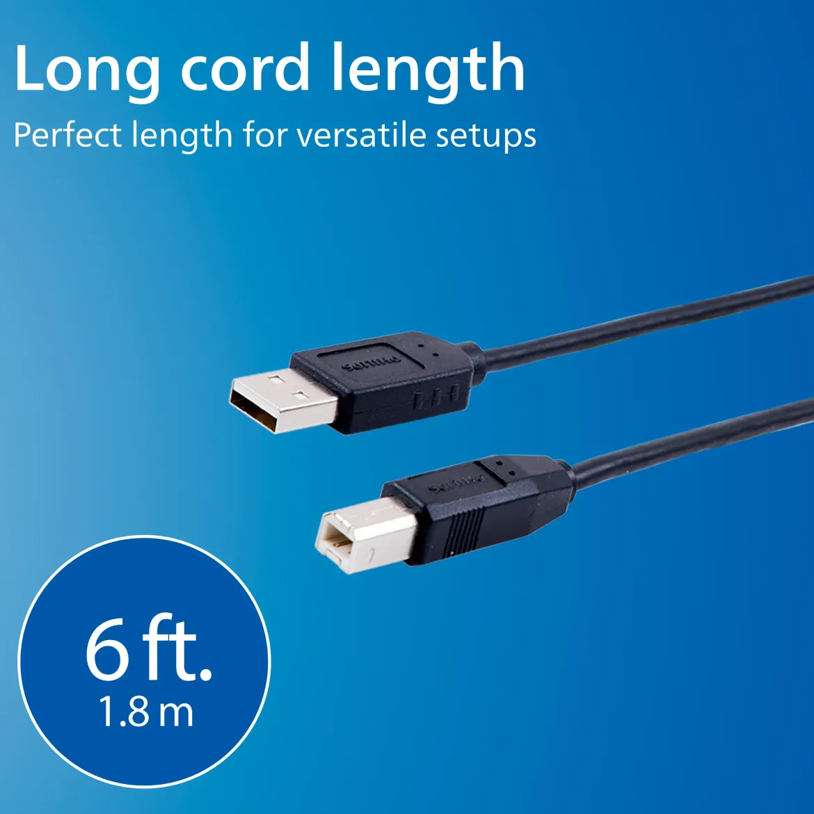 Philips USB 2.0 Device Cable, 6 ft.