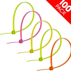 Power Gear 100-Count 8in. Assorted Neon Cable Ties