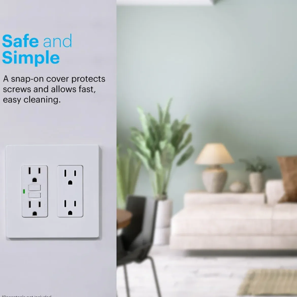Power Gear Double Rocker Screwless Light Switch Wall Plate, 5 Pack, White