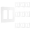 Power Gear Double Rocker Screwless Light Switch Wall Plate, 10 Pack, White