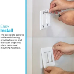 Power Gear Double Rocker Screwless Light Switch Wall Plate, 10 Pack, White