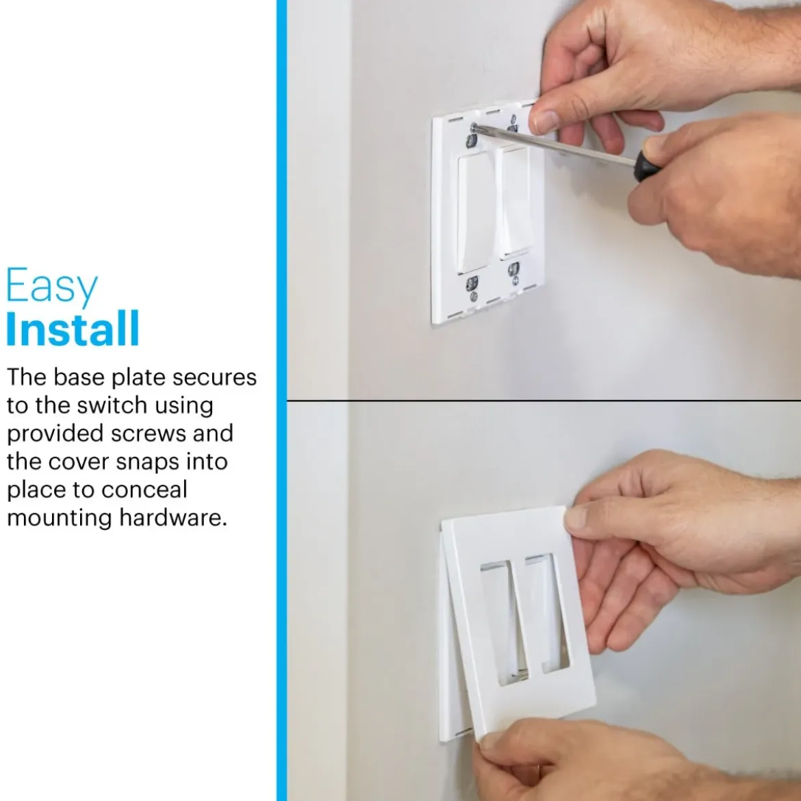 Power Gear Double Rocker Screwless Light Switch Wall Plate, 10 Pack, White