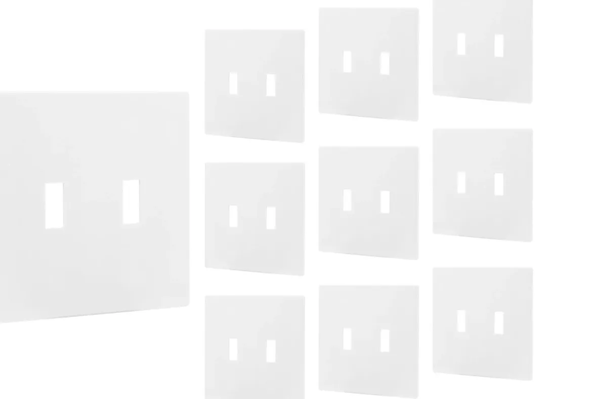 Power Gear Double Toggle Screwless Wall Plate, White, 10 Pack