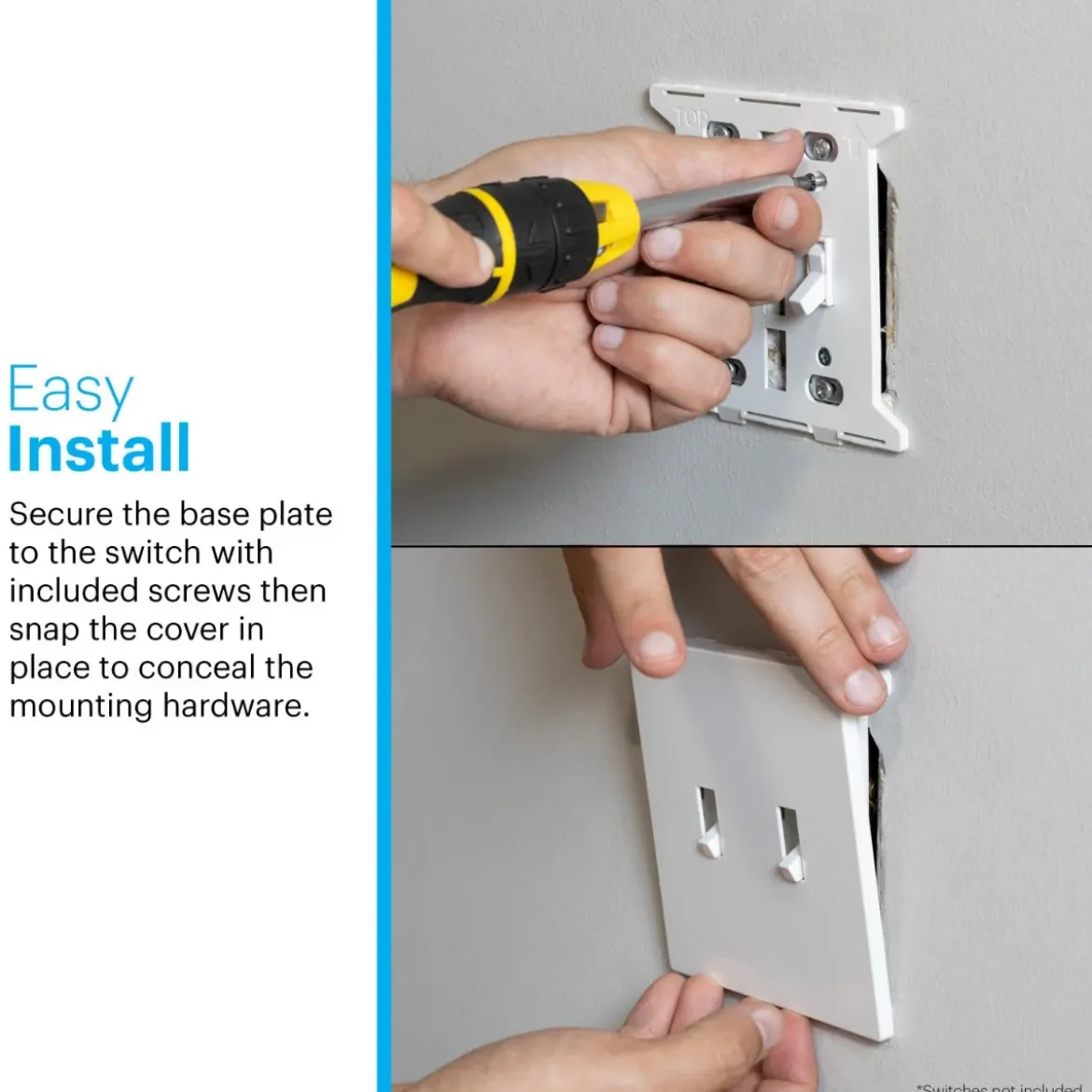Power Gear Double Toggle Screwless Wall Plate, White, 10 Pack