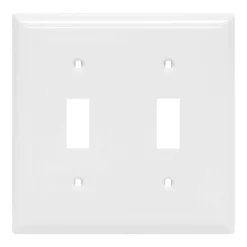 Power Gear Double Toggle Switch Oversized Wall Plate, White