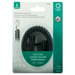 Power Gear 12 ft. Coiled Handset Cord, Black