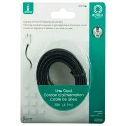 Power Gear 15 ft. Phone Line Cord, Modular Jack Ends, Black