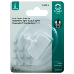 Power Gear 2-Line In-Wall Telephone Triplex Adapter, RJ11, White