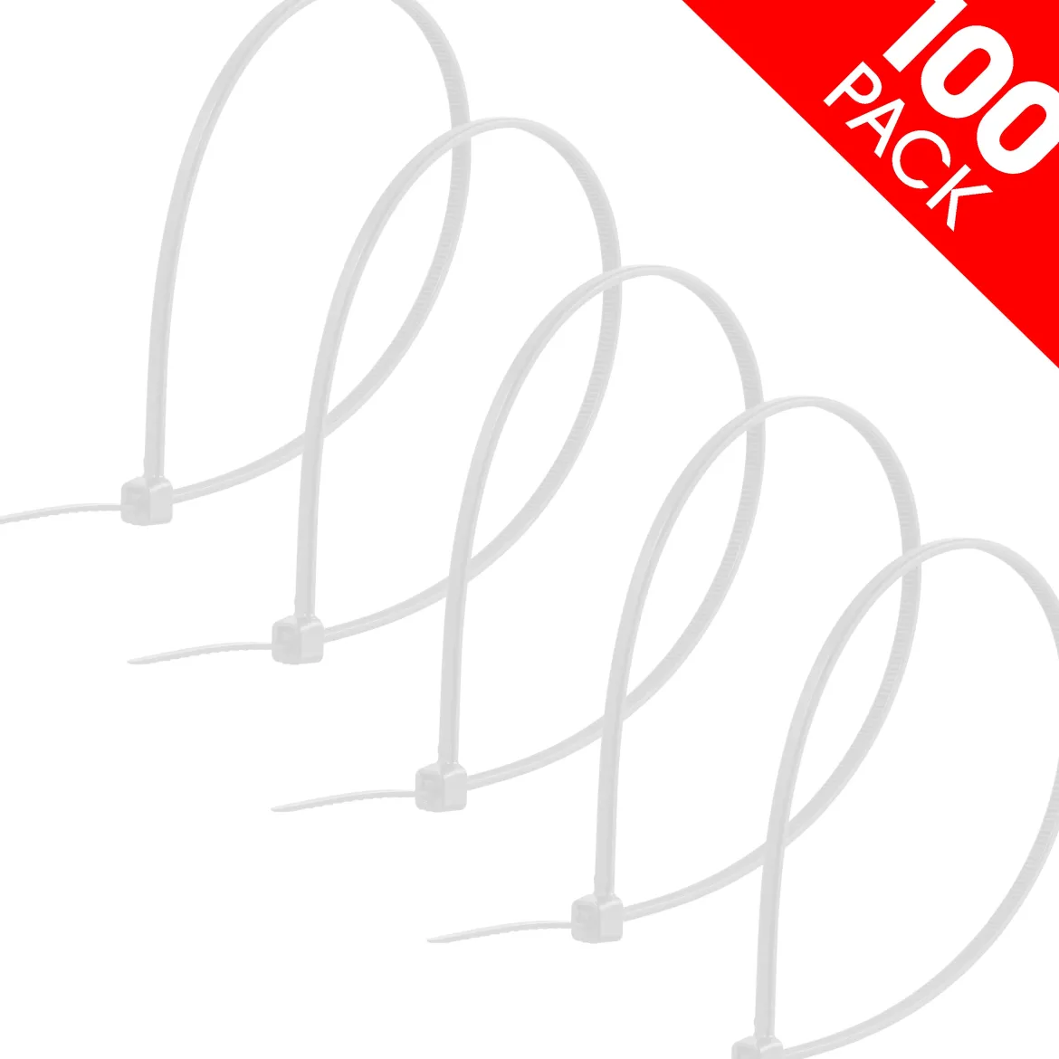 Power Gear Plastic Cable Ties, Clear, 8in, 100pk