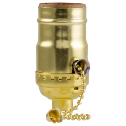 Power Gear Pull-Chain Lamp Socket, Brass