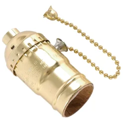 Power Gear Pull-Chain Lamp Socket, Brass