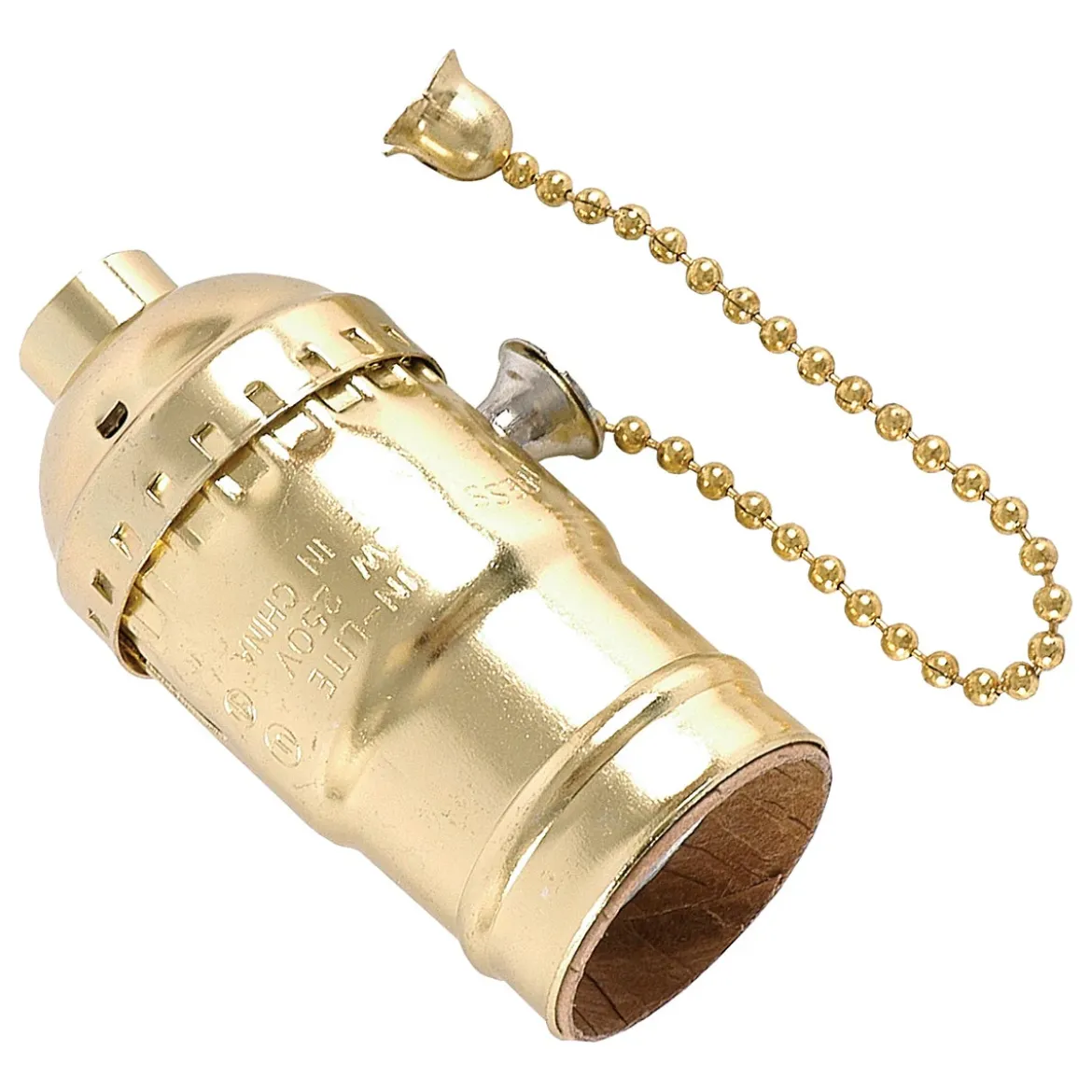Power Gear Pull-Chain Lamp Socket, Brass