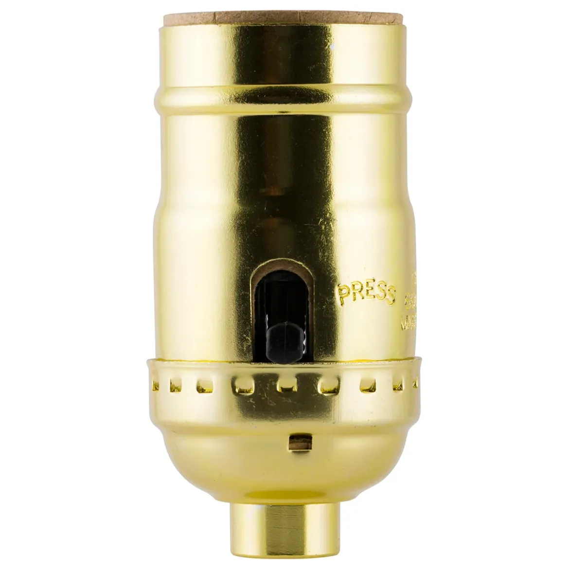 Power Gear Push On/Off Lamp Socket, Brass