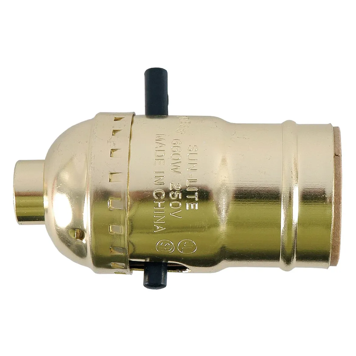 Power Gear Push On/Off Lamp Socket, Brass