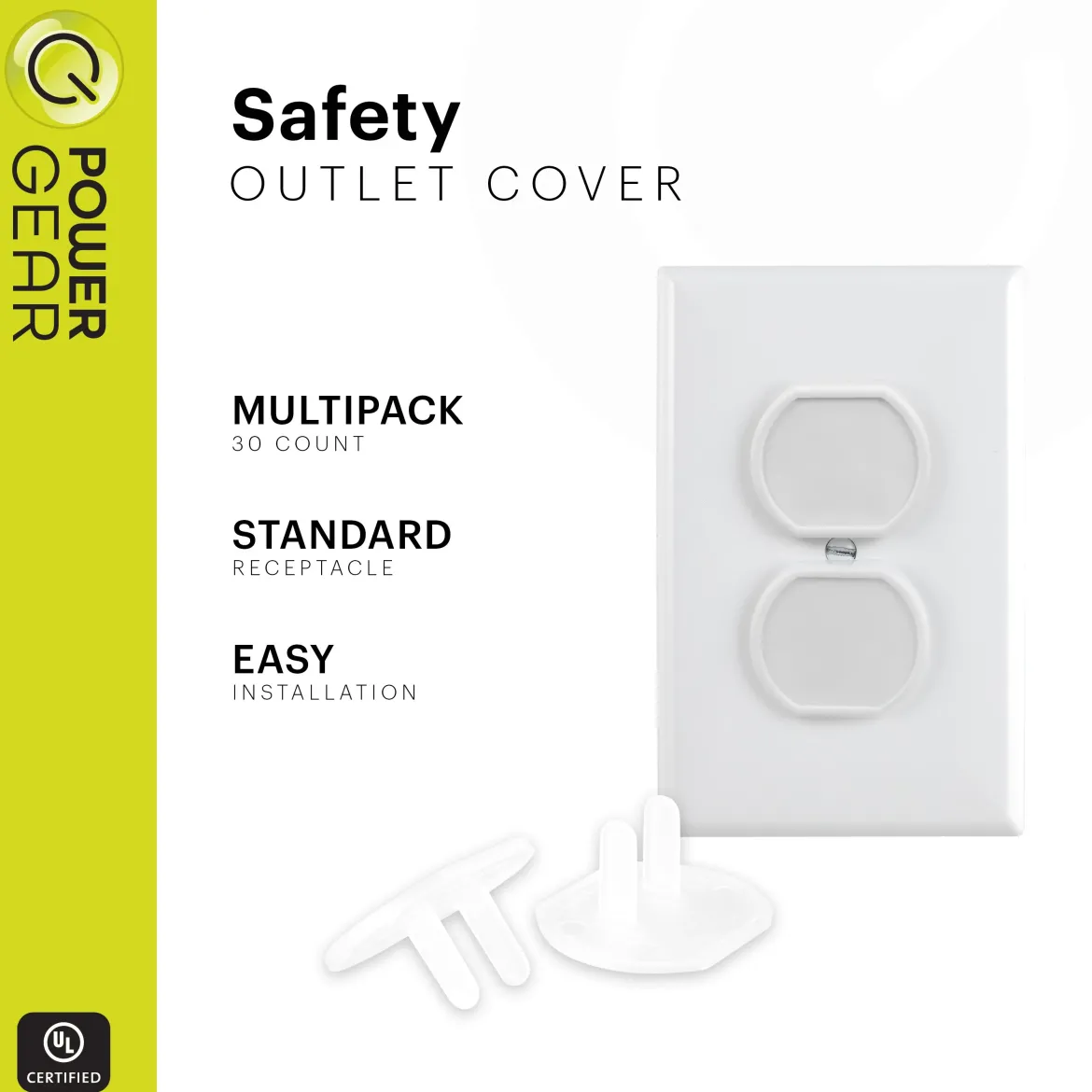 Power Gear Safety Outlet Covers, 30 Pack, White